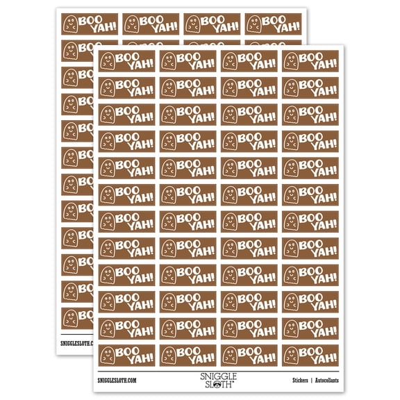 Boo Yah Ghost Teacher Student School Sticker Set - Brown - Matte Finish - 1.25" Mini