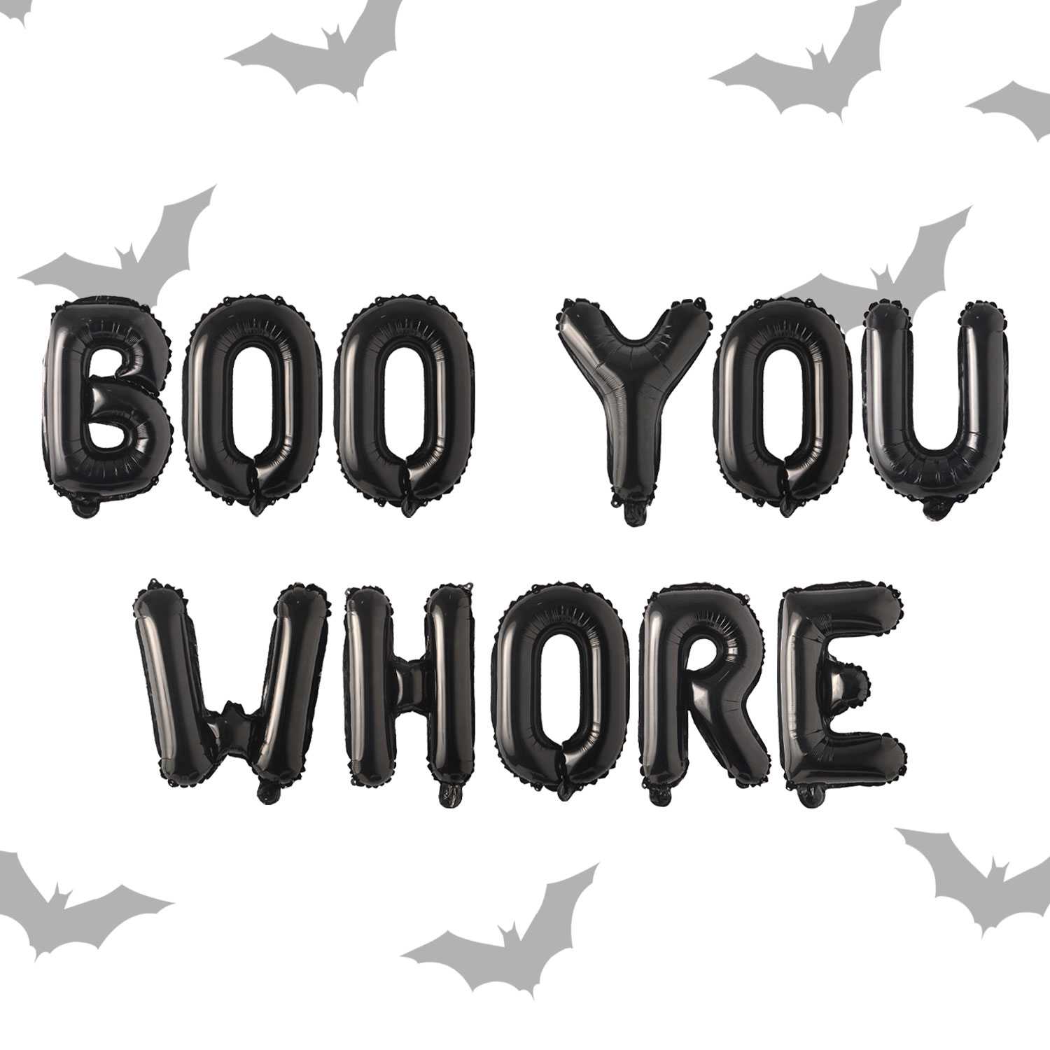 Boo You Whore Balloons Banner Halloween Party Decorations Ghost Foil