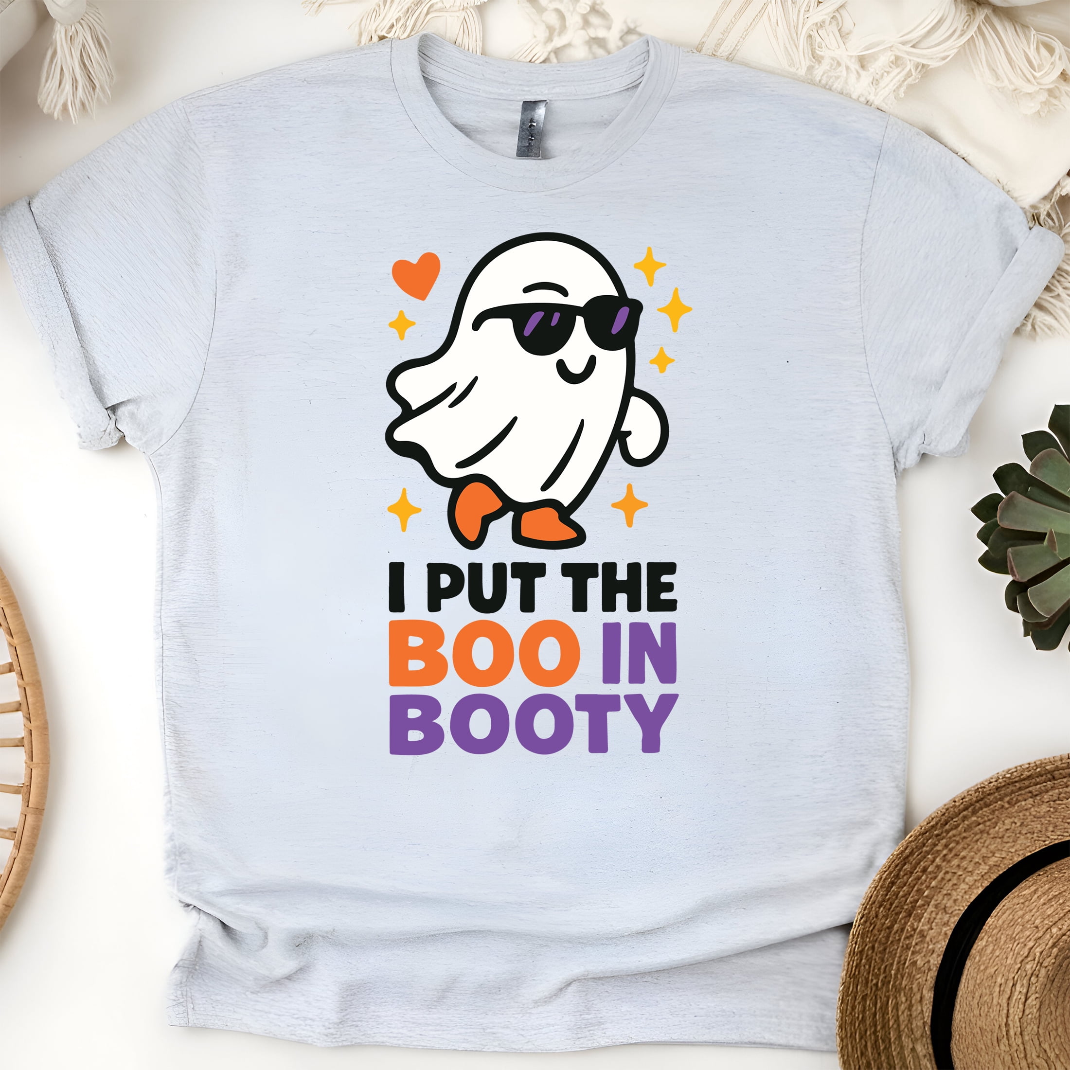 Boo in Booty Ghost T-Shirt | Funny Unisex Spooky Outfit, Ash, Size M ...