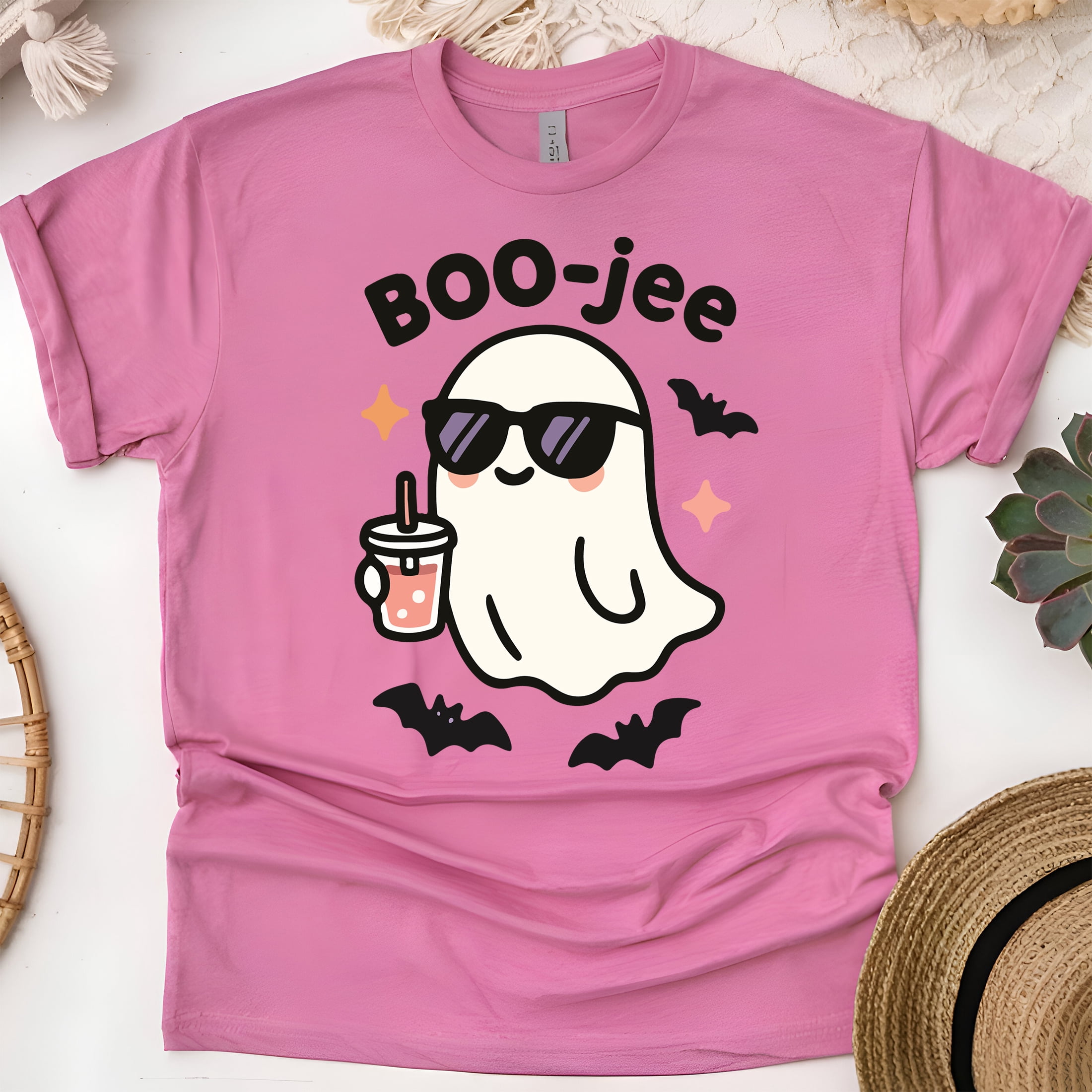 Boo-jee Graphic Tee Funny Ghost Sunglasses Cartoon Shirt, Heliconia ...