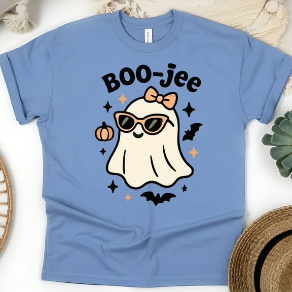 Boo-jee Shirt | Cute Ghost Graphic Tee with Sunglasses | Unisex T-Shirt, CarolinaBlue, Size 3XL