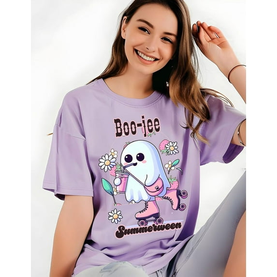 Boo-jee Summerween Ghost Beach T-shirt: Spooky Summer T-shirt, Funny Halloween In July T-shirt.
