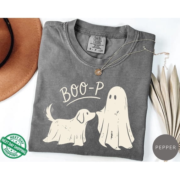 Boo-p Ghost Dog T-Shirt – Funny Halloween Dog Mom Shirt – Cute Ghost Boop Tee