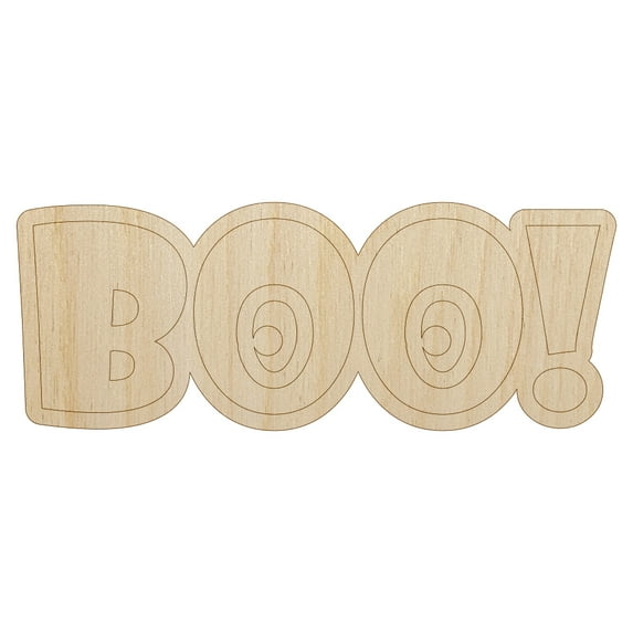 Boo with Eyes Halloween Fun Text Wood Shape Unfinished Piece Cutout Craft DIY Projects - 6.25 Inch Size - 1/4 Inch Thick