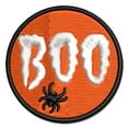 thumbnail image 1 of Boo with Spider Halloween Applique Multi-Color Embroidered Hook & Loop Patch - 3.5 Inch Large, 1 of 5