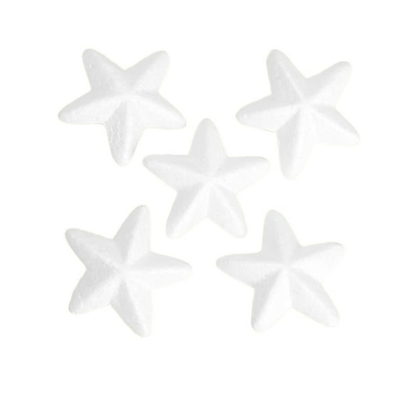 BooBubble Giant Foam Star (2.56 inch, 5Pack), Arts and Crafts Supplies, Smooth Large White Polystyrene Foam Balls, Holiday Crafts Making and School Projects and Modeling Projects