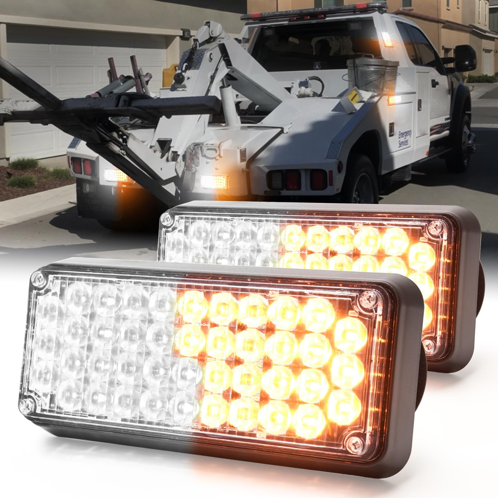 BooYu 2Pcs Battery Operated MMF7 LED Emergency Strobe Lights Bar w