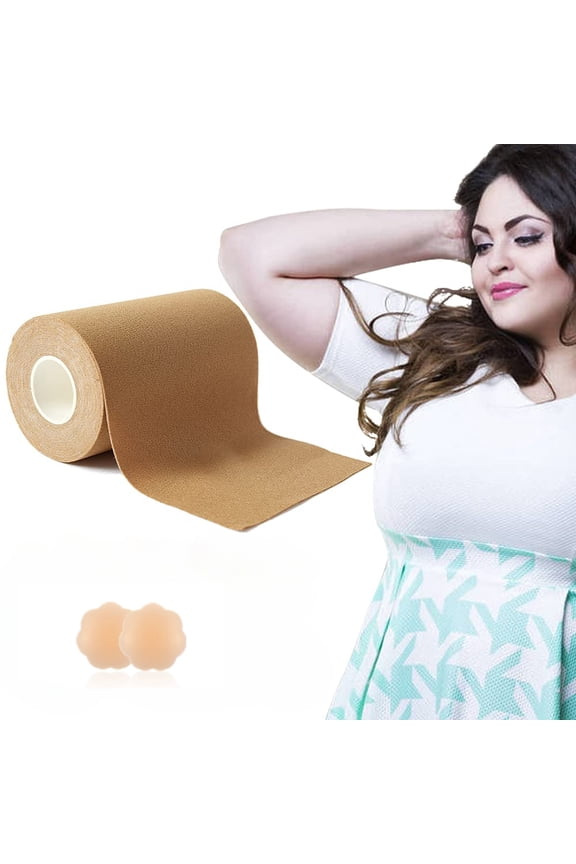 Boob Tape 2 inch Wide, Breast Lift Tape, Boobytape Plus for Lift Large Big Size and A-G Cup,Adhesive Bra Tape, Body Tape Chest Support.Fashion Push up in All Dress