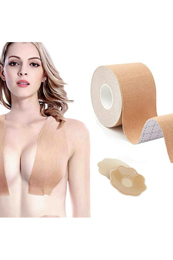 Boob Tape Breast Tape Adhesive Bra Petal Backless Nipple Covers Waterproof Bob Chest Tape for Large Breasts 2 Pcs