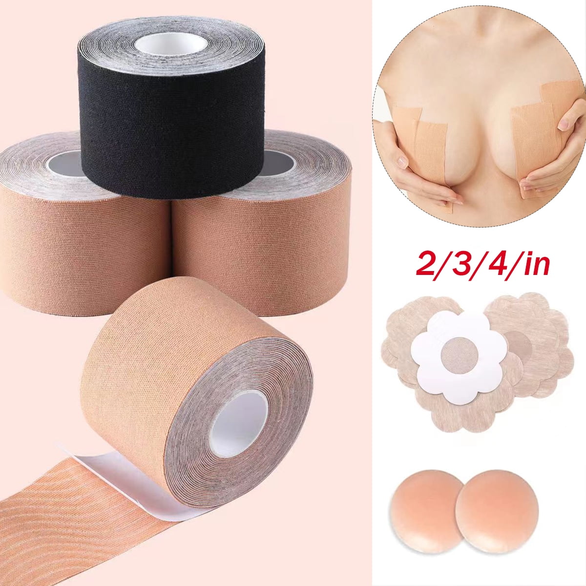 Boob Tape, Extra-Long Roll Boobytape, Bob Tape for Large Breast, Waterproof  Kinesiology Recovery Tapes 