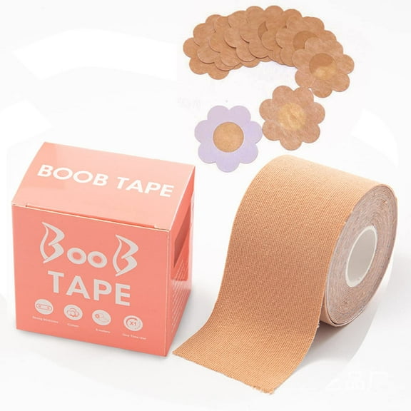 Boob Tape Replace Your Bra-Instant Tape Waterproof Sticky Boobytape Bob Tape for Large Lift Plus Size from A to G Cup 1 Lift Tape, 5 Pairs Satin Petals