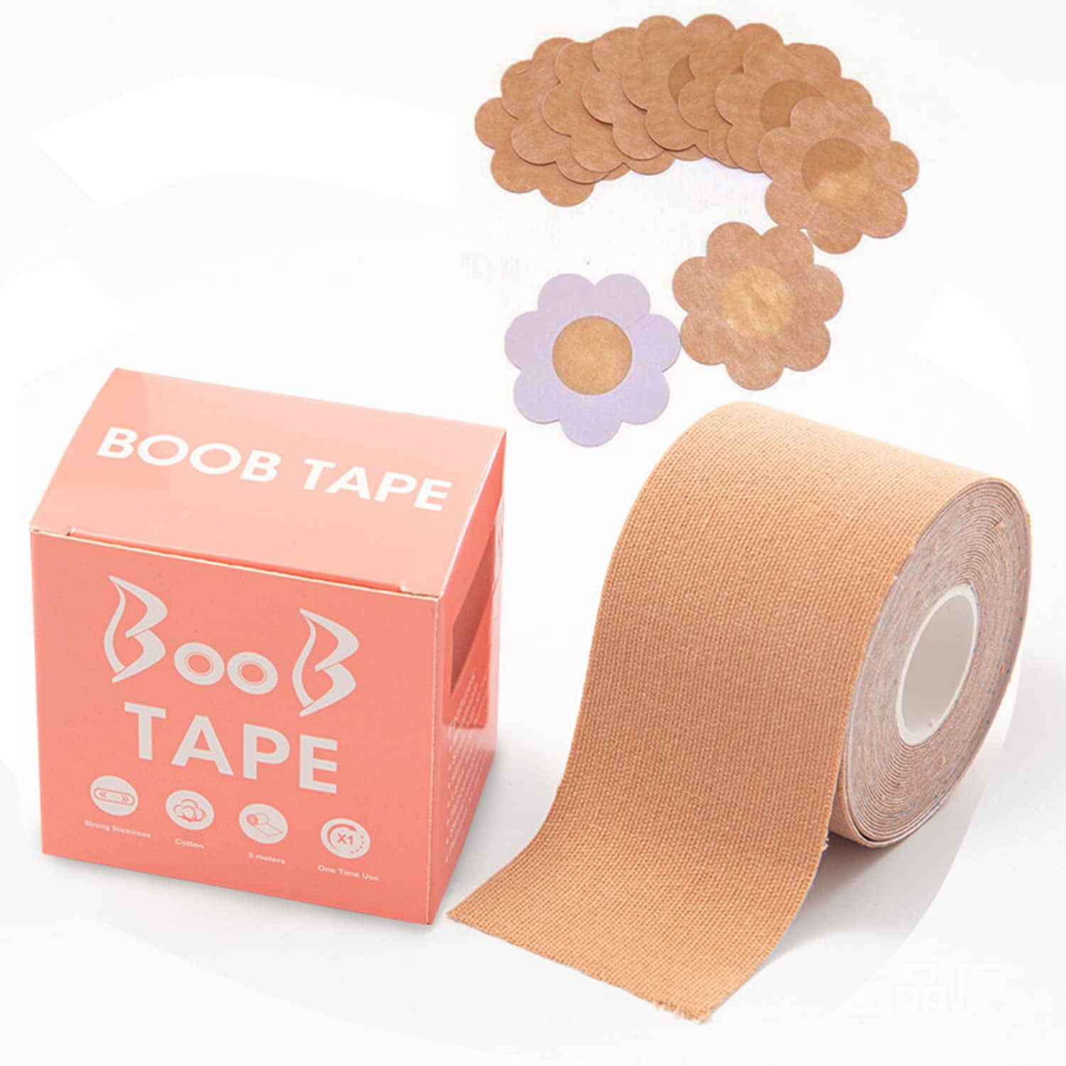 Boob Tape Replace Your Bra-Instant Tape Waterproof Sticky Boobytape Bob Tape  for Large Lift Plus Size from A to G Cup 1 Lift Tape, 5 Pairs Satin Petals  