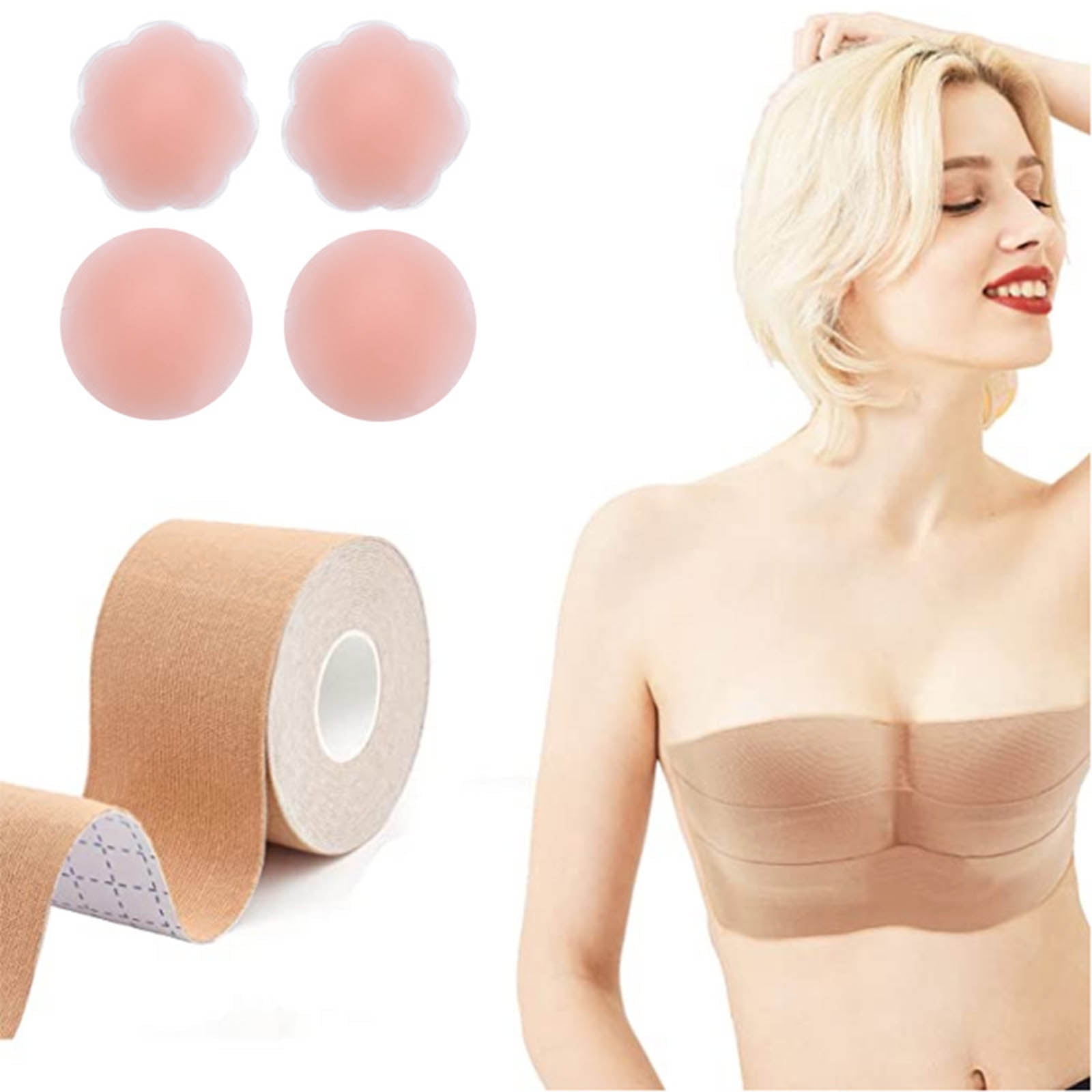 2 PackBreast Lift Tape Boob Tape A-F Cup for Large Breast Adhesive Bra  Breathable Push Up Invisible,Strapless Instant Lift 