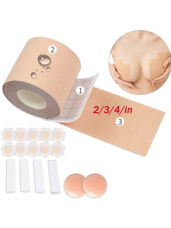 Boob Tape for Breast Lift, Boobytape for Large Breasts with Reusable Nipple Covers, Breast Tape with Free Pasties, Backless Bra, Invisible lifting