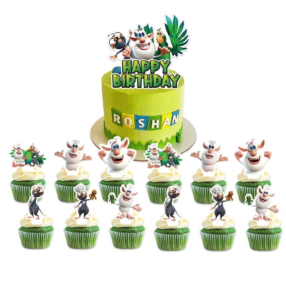 Booba Cake Topper Cupcake Set Themed Birthday Party Supplies Decoration Decor Kit