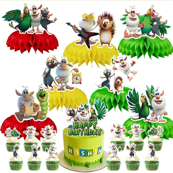 Booba Party Decorations Centerpieces Cake Toppers Supplies for Birthday Photo Props Honeycomb Table Toppers
