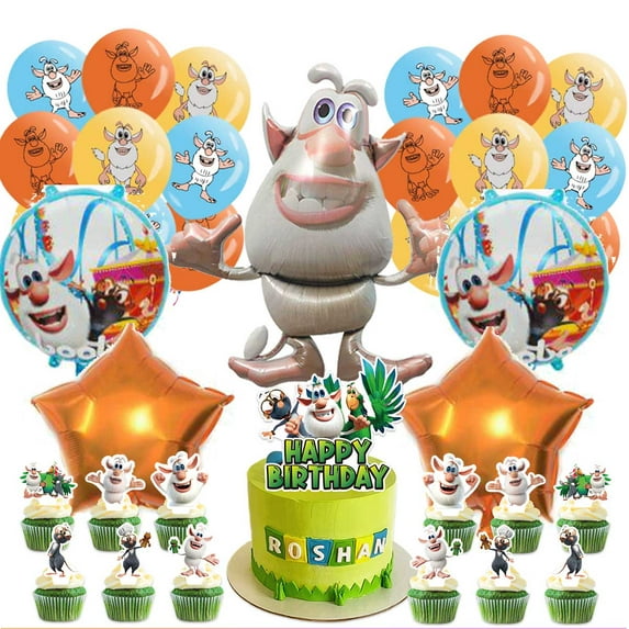 Booba Party Supplies Balloons Cake Topper Birthday Set Decorations Kit Fans