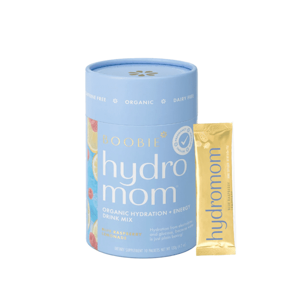 Boobie Hydromom Breastfeeding Supplement for Pregnancy and Lactation Drink Blue Raspberry Lemonade, 10 Count
