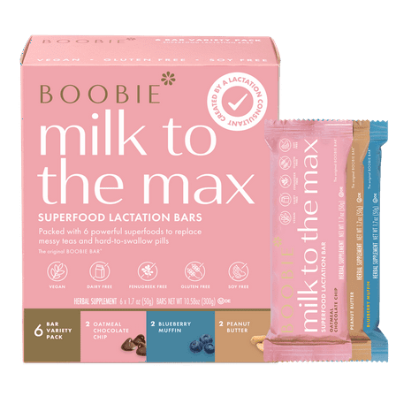 Boobie Superfood Breastfeeding Bars Supporting a Healthy Milk Supply, Variety Pack, (1.7 Ounce Bar, 6 Count)