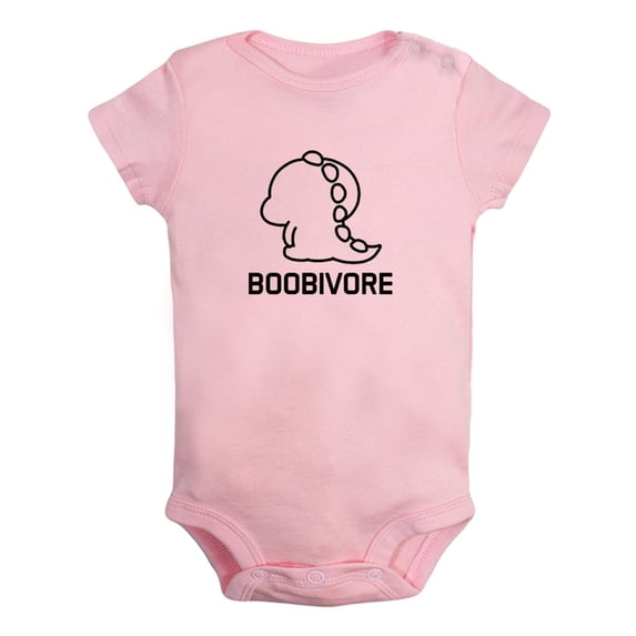 Boobivore Dinosaur Funny Rompers For Babies, Newborn Baby Unisex Bodysuits, Infant Jumpsuits, Toddler 0-24 Months Kids One-Piece Oufits (Pink, 0-6 Months)
