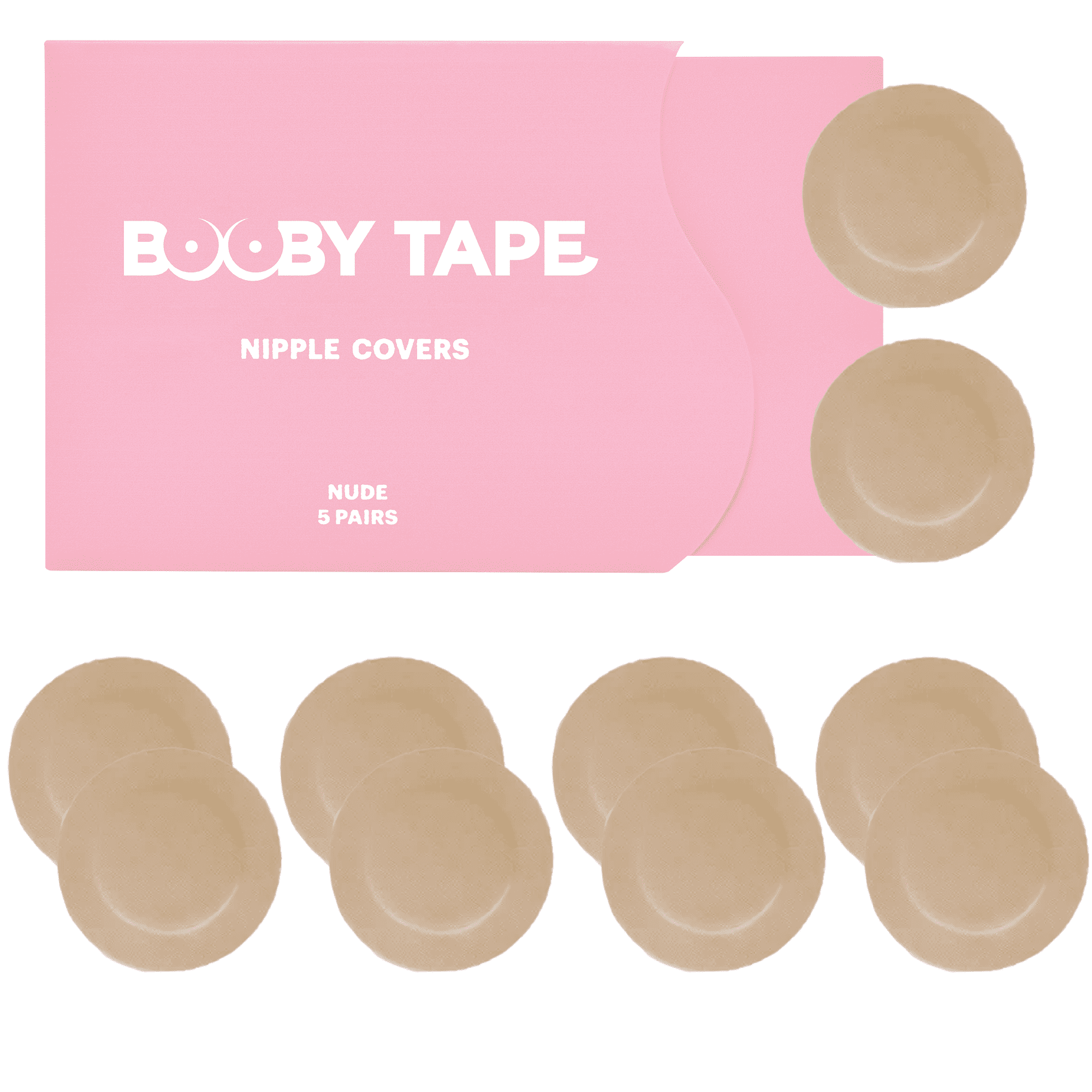Booby Tape Nipple Covers, Polyester, Self-Adhesive Breast Petals, 5cm each,  5 Pairs