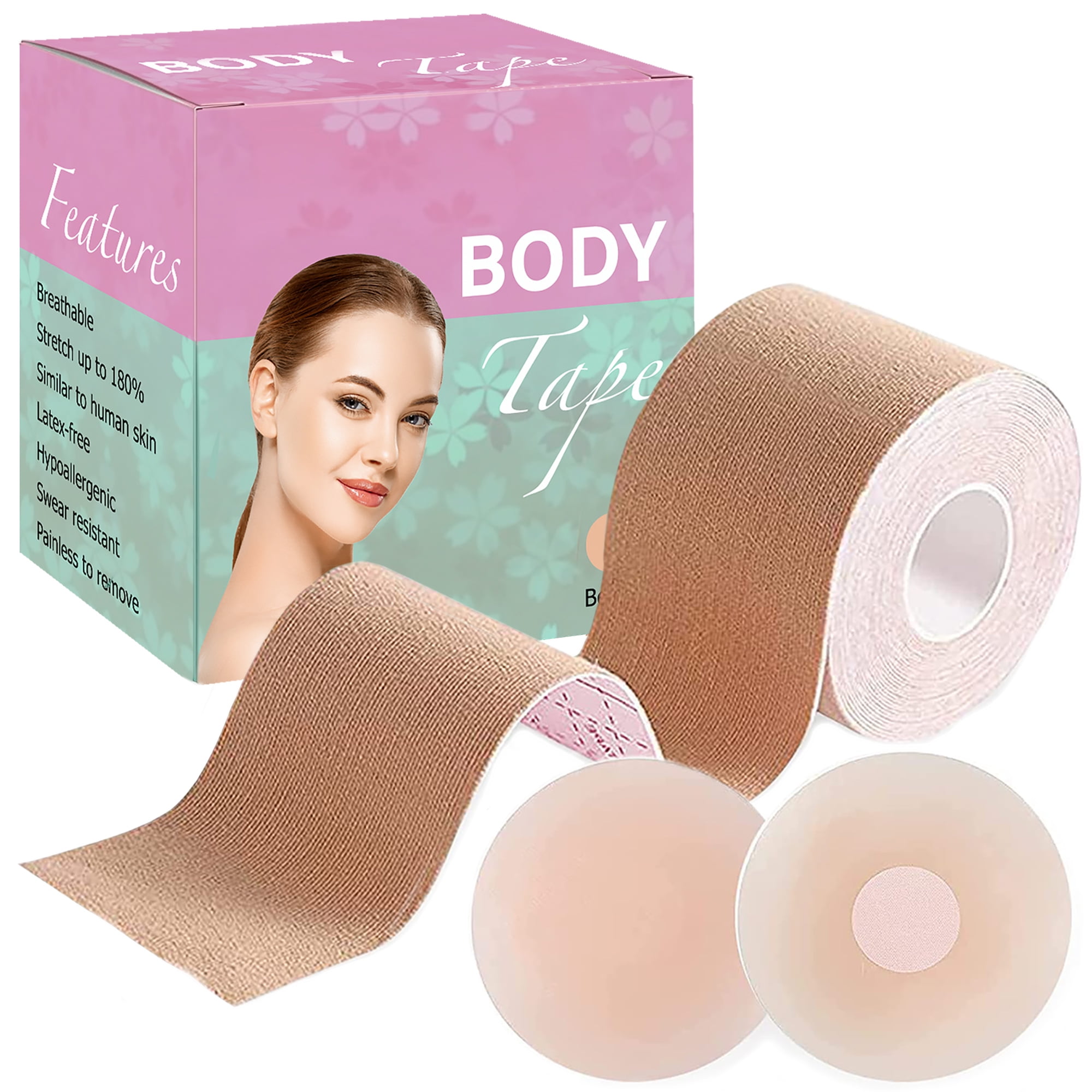 Breast Lift Tape Boob Bras for Women, Adhesive Invisible Bra Nipple  Pasties, Breast Lift Tape for Your Dresses, Tops, Backless Dresses,  Swimwear(10cm x 5 m) 