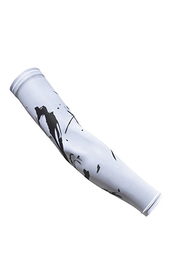 Compression Arm Sleeves Athletic Cooling Wear Unisex Sports Gear ( WHITE M )