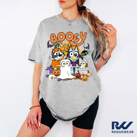 Booey Halloween Shirt | Cartoon Puppy Boo Crew Tee | Cute Spooky Season T-Shirt
