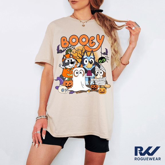 Booey Halloween Shirt | Cartoon Puppy Boo Crew Tee | Cute Spooky Season T-Shirt