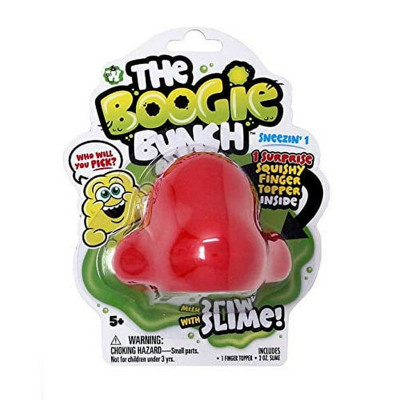 Boogie Bunch Westminster, Inc Collectible, Surprise Squishy Booger Finger Toppers in Slime, Colorful, Reusable Nose Container