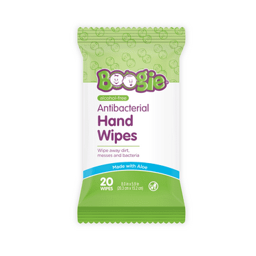 Boogie Antibacterial Hand Wipes, Unscented, 20 Wipes