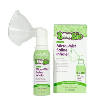 Boogie Sterile and Drug-Free Micro-Mist Saline Inhaler for Congestion Relief, Safe for All Ages, 1.7 oz