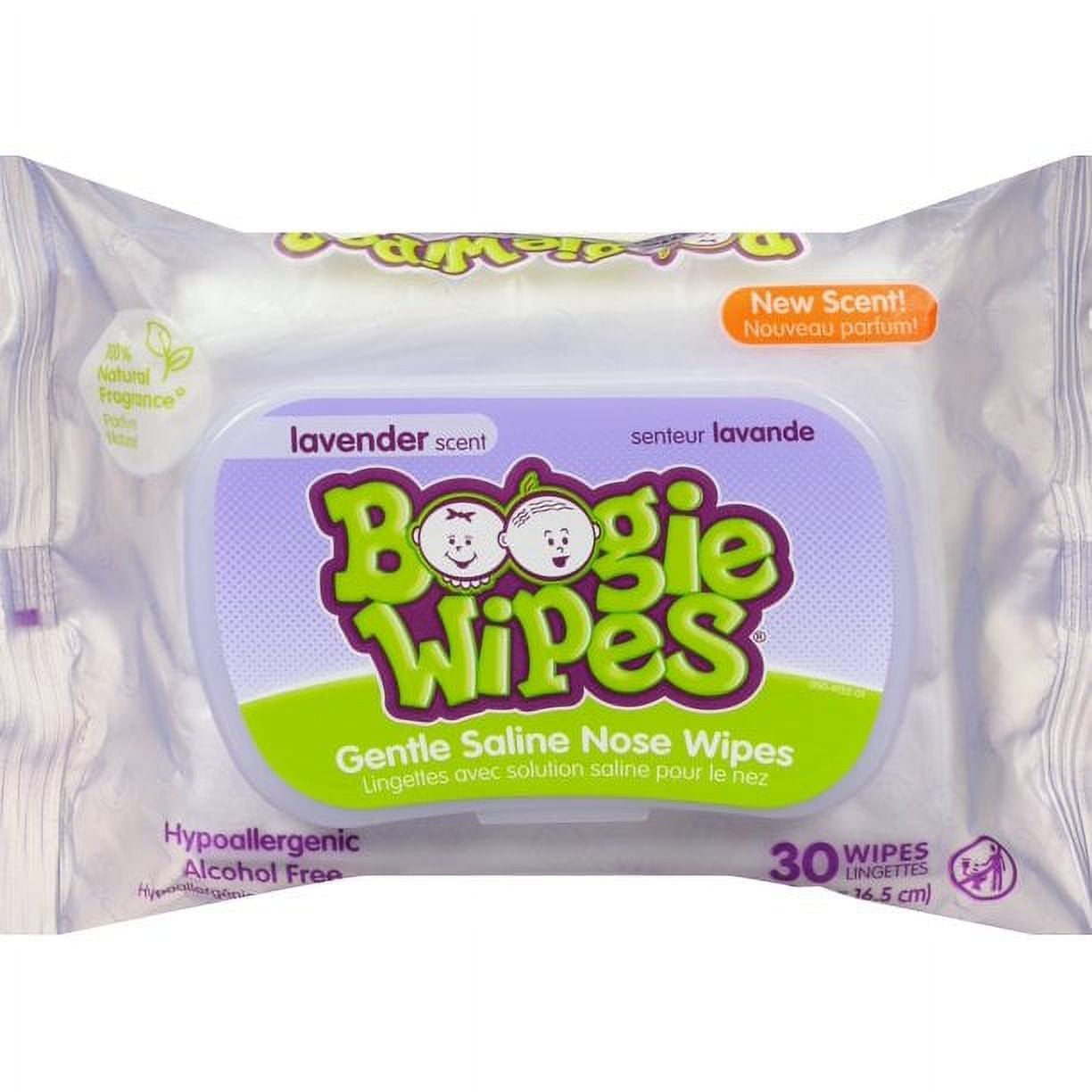 Boogie Wipes Gentle Saline Nose Wipes, Lavender , 30 Wipes