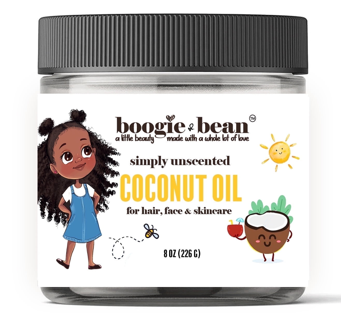 Boogie and Bean Coconut Oil for Baby, Coconut Oil For Hair, Baby Oil, Dry Skin, Kids Infants and Toddlers 8 oz, Unscented NON GMO