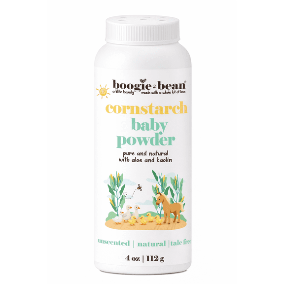 Boogie and Bean Cornstarch Baby Powder, Natural Unscented No Talc No GMO 4 oz