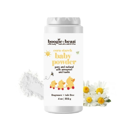 Boogie and Bean Unscented Baby Powder, Cornstarch Talc Free Baby Powder, 4 oz