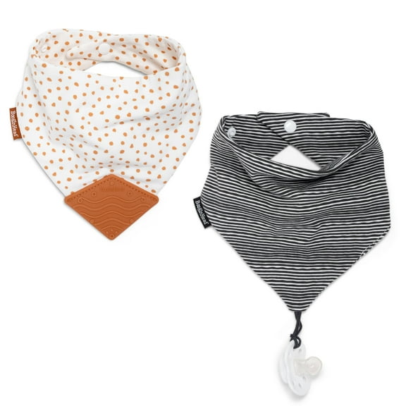 BooginHead Bandana Teething and Pacifier Holder Bibs, Infant Toddler Boys and Girls, Terracotta