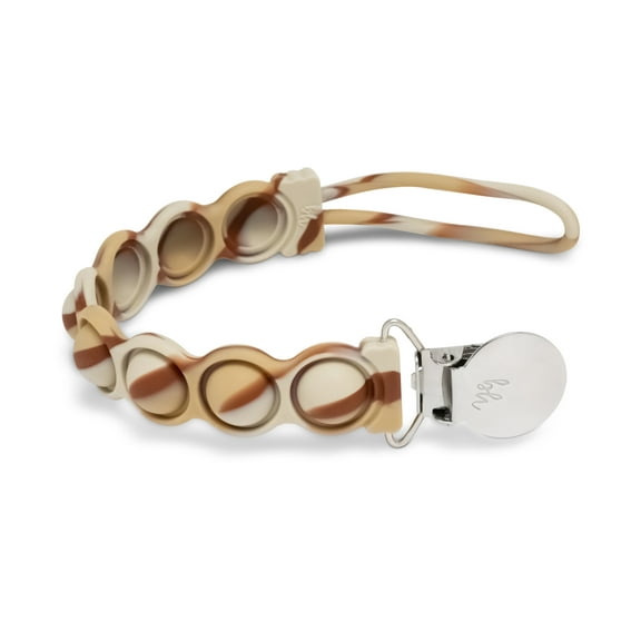 BooginHead PaciGrip Bubble Pop Sensory Stim Silicone Universal Pacifier Clip, Latte