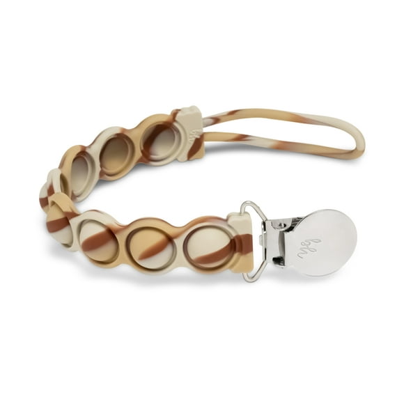 BooginHead PaciGrip Bubble Pop Sensory Stim Silicone Universal Pacifier Clip, Latte
