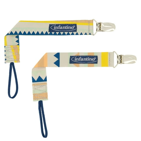 BooginHead PaciGrip by Infantino, Universal Pacifier Clips, Infant & Toddler, Unisex, Multicolor, 2-Pack