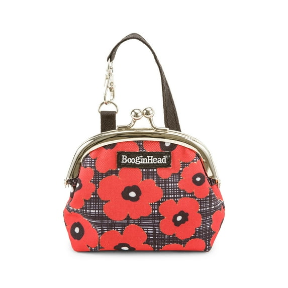 BooginHead PaciPurse Pacifier Holder for Pacifier Clips, Infant Toddler Boys and Girls, Red Poppy