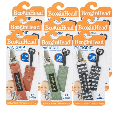 BooginHead Universal Pacifier Clip, Infant Toddler Boys and Girls, Sienna Sage Charcoal
