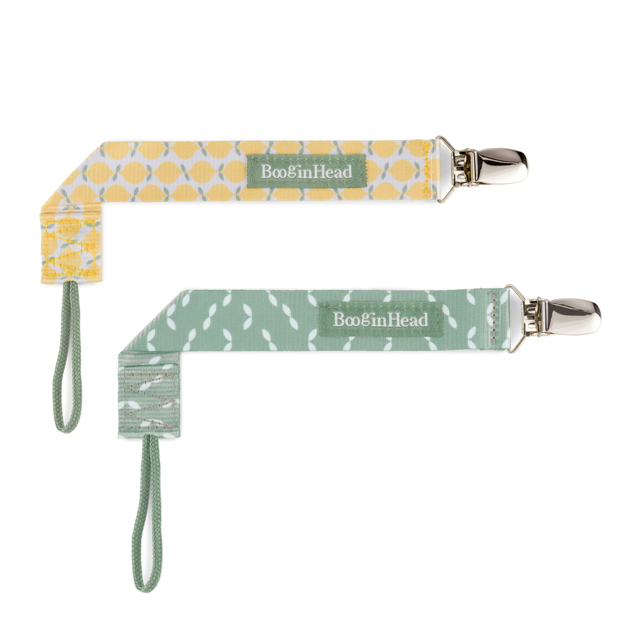 BooginHead Universal Pacifier Clips, Infant Toddler Boys and Girls, Lemons Leaves