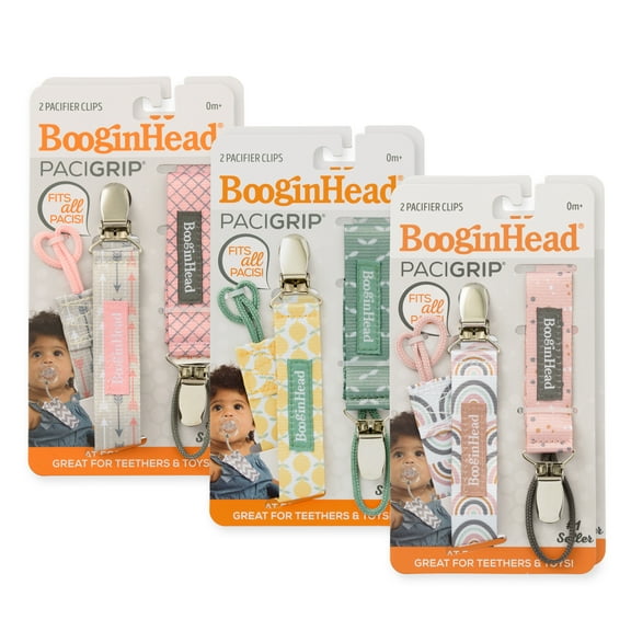 BooginHead Universal Pacifier Clips, Infant Toddler Boys and Girls, Lemons Rainbows Arrows