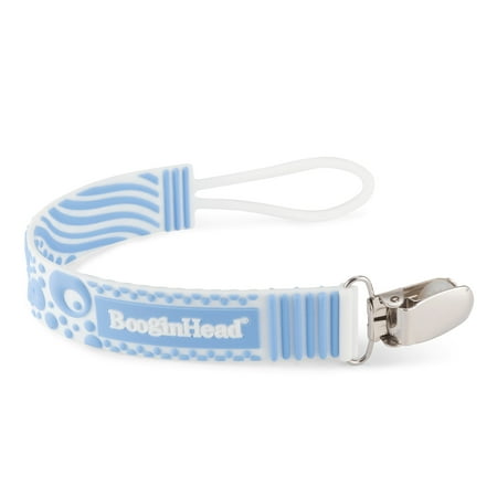 BooginHead Universal Silicone Pacifier Clip, Infant Toddler Boys and Girls, Blue Bubbles