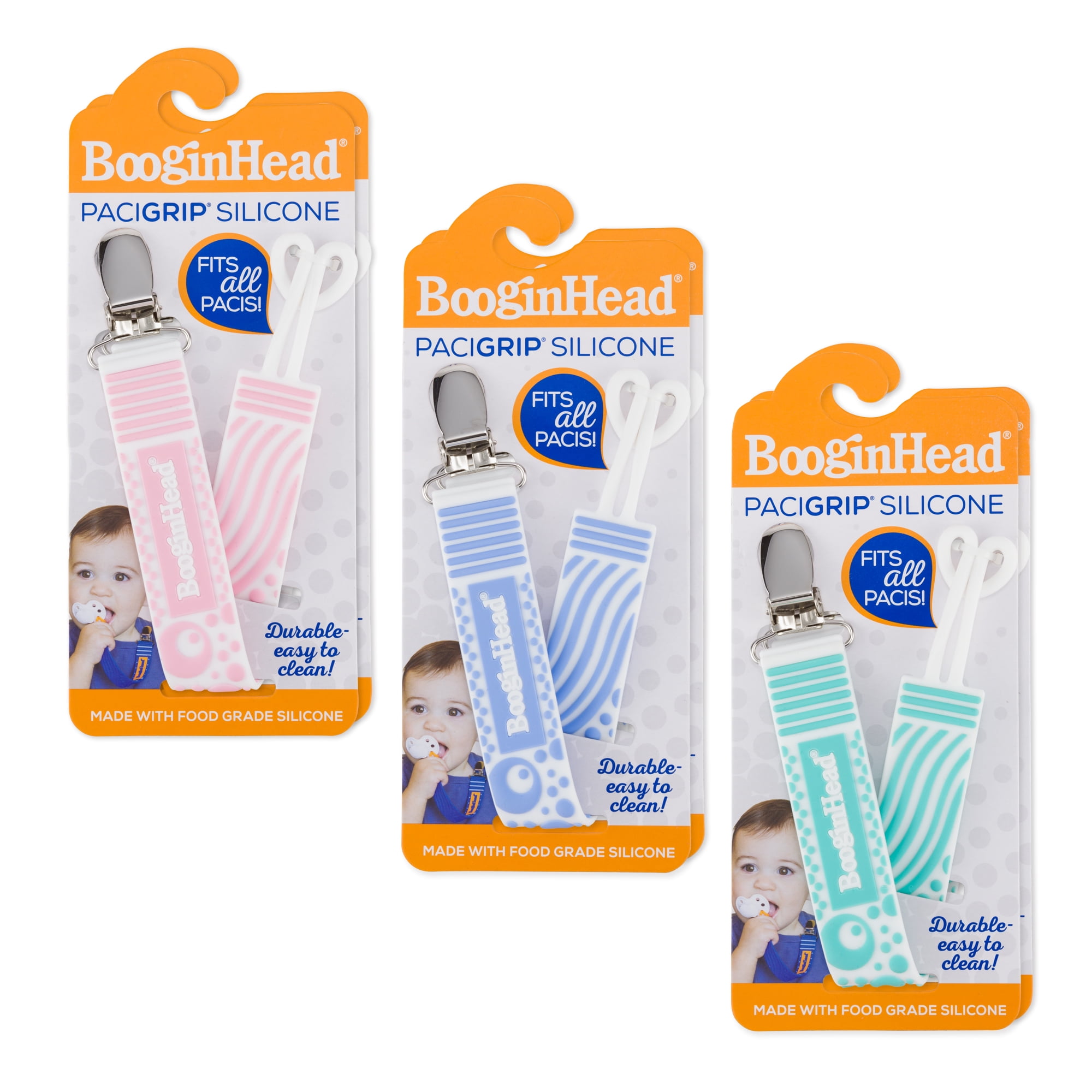BooginHead Universal Silicone Pacifier Clip, Infant Toddler Boys and