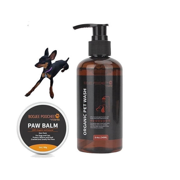 Boojee Poochee 100% Natural Deodorizing Pet Care Kit (Pet Wash and Paw Balm)