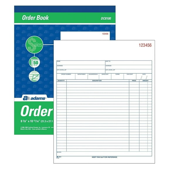 Book 8" x 10" 2-Part (DC8100) 196139 Adams Carbonless Sales Order