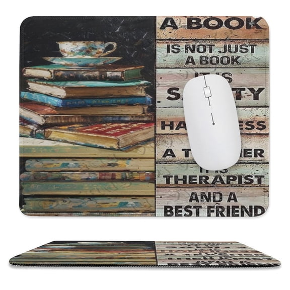 Book And Tea Mouse pad,Book Customized Rectangle Non-Slip Rubber Mousepad Gaming Mouse Pad, Stitched Edge,Funny Office Presents 10"x12"