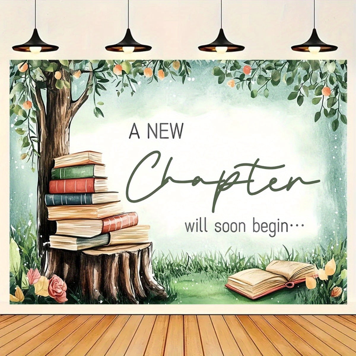 Chapter One Backdrop Book Baby Shower Backdrop A New Chapter Will Soon Begin Background ...